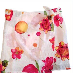 Patricia Jones USA Women's Skirt Bright Floral Tropical  Faux Wrap Size 8P
